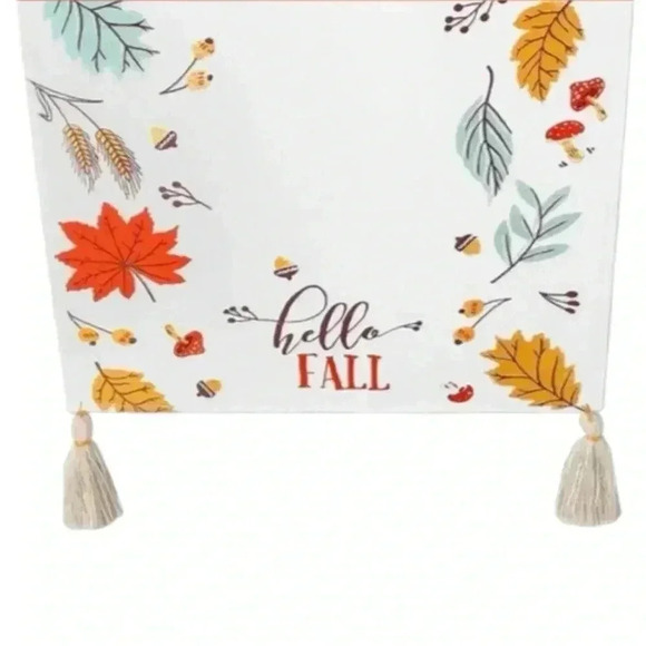 Table Runner 72”L Tassels Fall Decor 100% Cotton Colorful Leaves Beautiful NEW - Picture 6 of 13